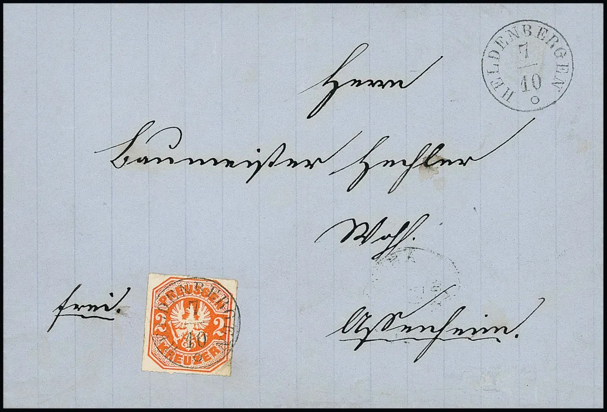 "Heldenbergen", nachverw. K1 ideal auf Brief Preußen 2 Kr. (kl. Eckbug), Kopie von Attest Sommer ("Ein Liebhaberbrief erster Ordnung ...")