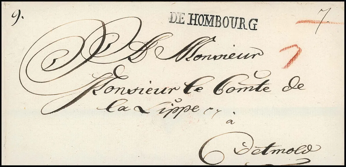 "Homburg vor der Höhe", (1790), первый L1 "DE HOMBOURG" каждый очень четко на двух конвертах