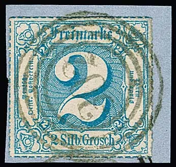 2 Sgr. blue on cabinet letter piece with rare cancellation by NS "302" of Lübeck Bahnhof in large type