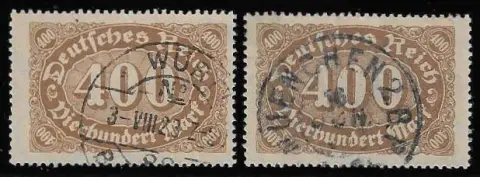 400 Mk., twee kleuren, perfect gestempeld, gesigneerd Infla. Mi. 480,-
