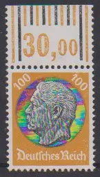 100 Pfg. Hindenburg als postfrisse walsdruk bovenrandstuk, Mi. 360,-