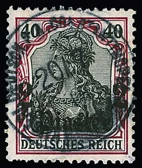 2 Pia. (one perforation tooth) with ideally centred and clear K1 "KDPA Constantinopel 20/7 06". Rare with this cancellation, otherwise used only in the 1870s/80s