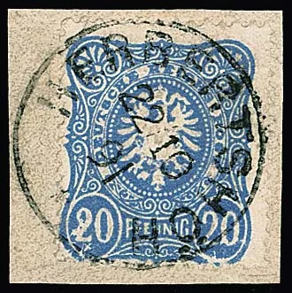 Předchůdce 20 pf. modrý na výstřižku s razítkem K1 "Herbertshöh" 1891, Mi. 250,-