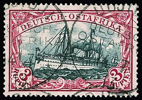 3 Rp. яхта кайзера с лучшим штемпелем "Udjidji" 1913. Mi. 300,-