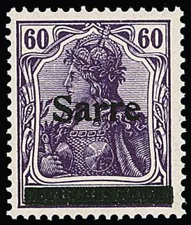60 Pfg. red-violet, "Sarre" overprint type I flawless mint never hinged. Signed Dub and certificate copy Haslau (2025) for block of four split by us. Mi. 750,-