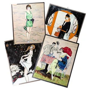 Art Déco – 8 Modebilder in Hinterglasmalerei