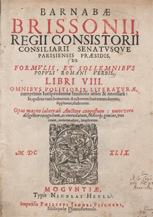 Brisson, Barnabé – De formulis et sollemnibus populi Romani