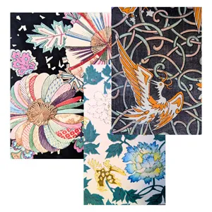 Ornamententwürfe – 4 japanische Farbholzschnitte mit Designmotiven und Mustervorlagen