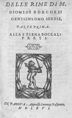 Borghesi, Diomede – Delle rime. Parte I-VI. [et :] Del secondo libro delle rime