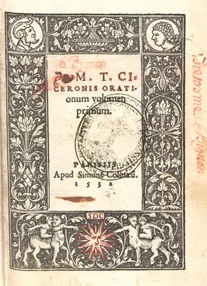 Cicero, Marcus Tullius – Orationum volumen primum