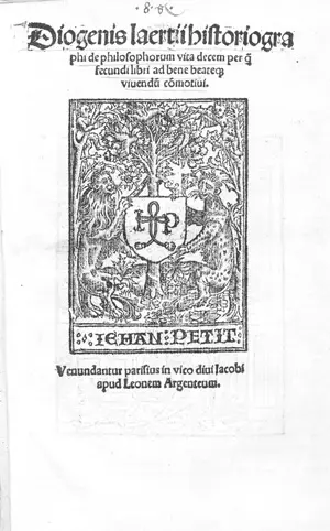 Diogenes Laertios – De philosophorum vita decem