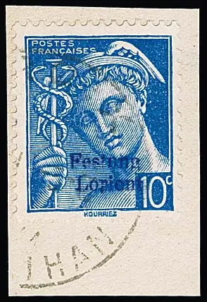 Lorient 10 C. levendig ultramarijn, Mercuriuskop, onberispelijk, schoon gestempeld briefstuk, sign. Pickenpack, kopie van fotoattest Tust voor een eenheid…