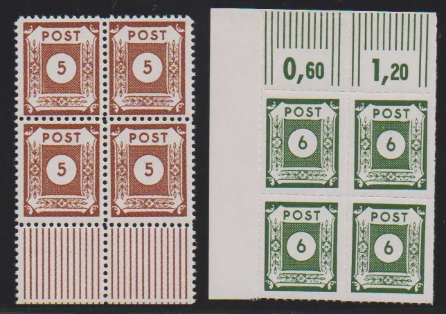 12 postfrische Viererblöcke inkl. Nr. 43BI, BIIa/b, 50DI, 42DII, 45-46DII, 48-50DII und 46DIII, teils sign. Mi. 1376,-