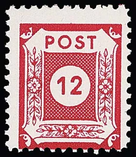 12 Pfg., postmaster separation Großröhrsdorf, trial perforation 10 1/2, perfectly mint, photo certificate Ströh. Mi. 600,-