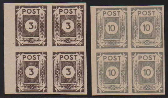 3 Pfg. et 10 Pfg., ensemble de divers sous-numéros meilleurs incl. n° 52wax en bloc de quatre avec bord neuf et 3 Pfg. en ayII, signé Ströh. Mi. 536,-