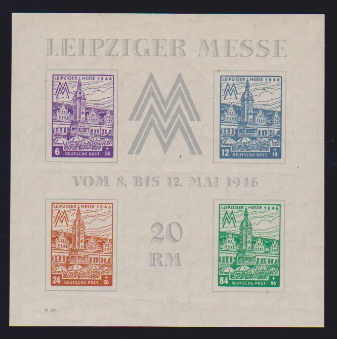 Leipzig Fair, flawless mint never hinged block (the gum bends are typical and due to production, not a defect, see also note in Michel), furthermore...