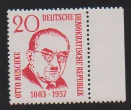 20 Pfg. Nuschke on rare "ribbed paper" flawless mint never hinged from the margin, Mi. not yet listed. Photo expert Mayer