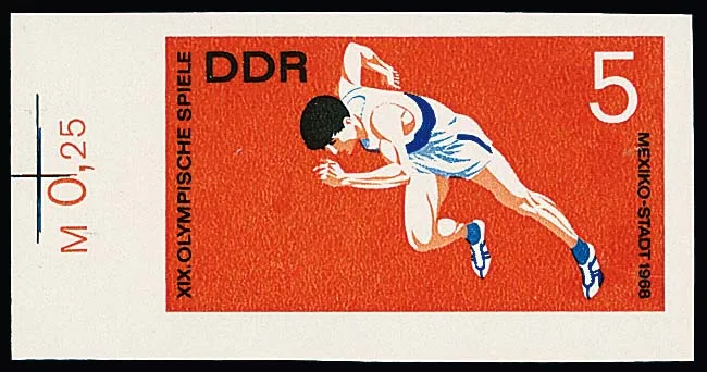5 Pfg. Kurzstreckenlauf, three different mint never hinged imperforate phase prints (phases 1, 3 and 5)