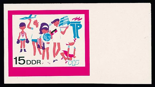 10 and 15 Pfg. Pionierorganisation, two different mint never hinged cut phase prints each