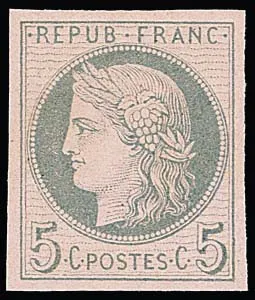 5 C. yellow, brown/bluish, olive/bluish and grey, four different cut proofs