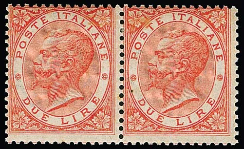 10 C. orange brown, rare unused stamp, Mi. 2500,-, plus 60 C. and pair 2 C. red-orange each mint never hinged, rare in this condition!