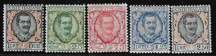 2 Lire, vydání 1923, a série 1926, každá Viktor Emanuel III, postfrisch, Mi. 230,-