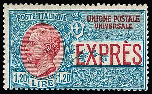 Express stamp 1.20 L. without overprint mint never hinged, rare unissued value, certificate Raybaudi. Mi. 300,- +