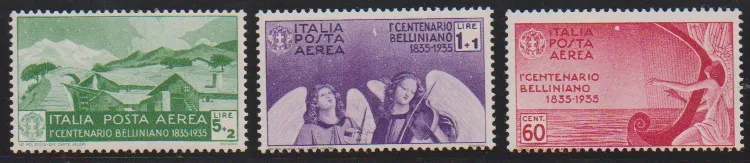 100th anniversary of Vincenzo Bellini's death, mint never hinged set, high values certificate Raybaudi. Mi. 250,-