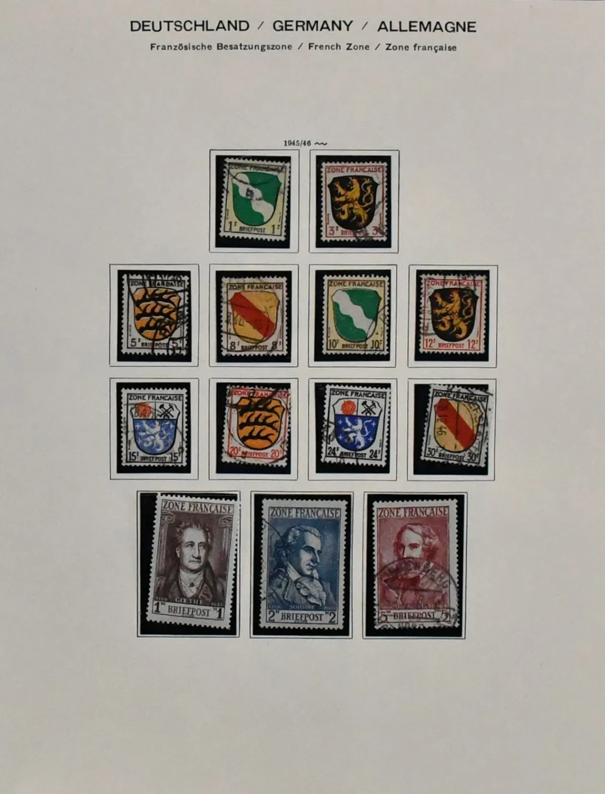 Baden, razítkovaná sbírka s mj. č. 38/40A (Mi. 150,-), Kostnice, č. 50/57 (180,-) a všeobecné vydání č. 1/13 kompl. (Mi. 250,-)