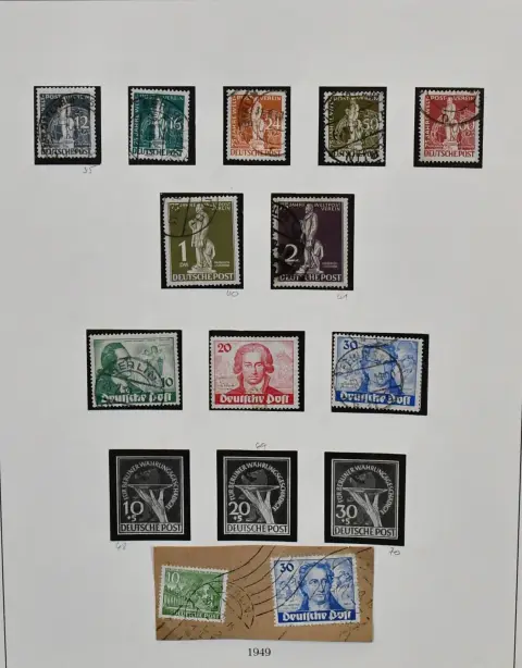 Berlin, 1948-1990, kolekcja kasowana w dwóch albumach Lindner bez podlepki, w tym kilka dobrych wczesnych wydań jak UPU i Goethe, kompletna od 1954, same albumy warte ceny wywoławczej