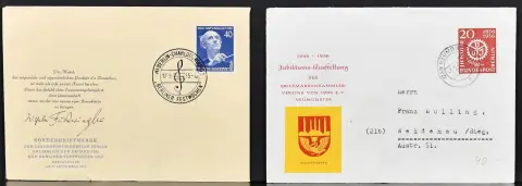 Berlin, partia listów i dokumentów z nr 68/70 nienaganny na arkuszu pamiątkowym (Mi. luzem 600,-), nr 74 w MiF z parą nr 78 (Mi. 265,-), 79 w MiF z parą Bund nr 141 (200,-), nr 96 i 98 na FDC itd.