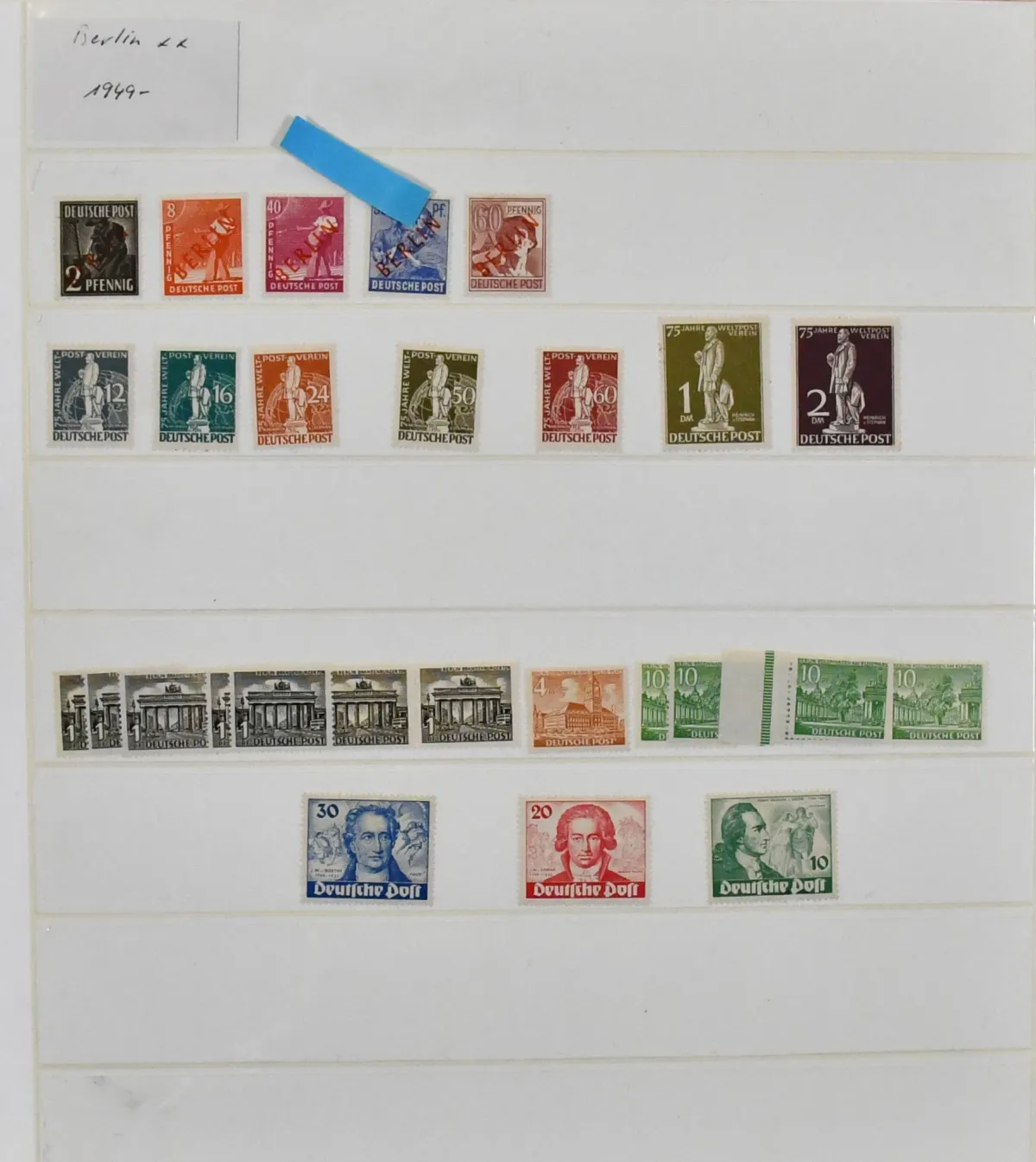 Berlin, 1949/1990, mint compilation with no. 29/30 (Mi. 180,-), 61/63 (320,-), 80/81, 110/11 (120,-), 122/23 (130,-) etc., in SAFE ring binder. Plus no. 35/41 unused complete Mi. approx. 4000,-