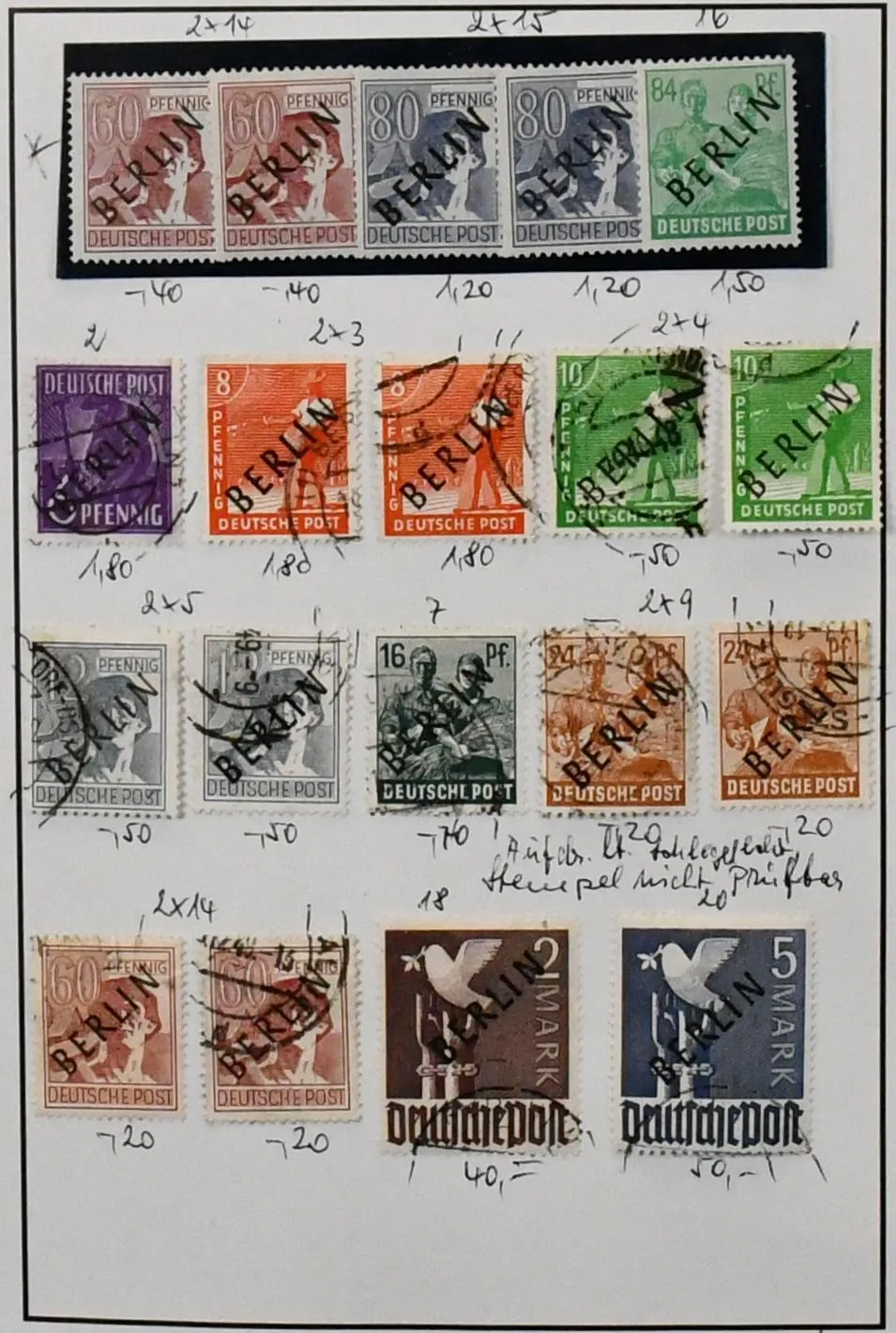 Berlin, compilation with main value on the early years, including no. 18 and 20 cancelled, cancellation according to Schlegel not verifiable, red overprint with no. 33-34,…