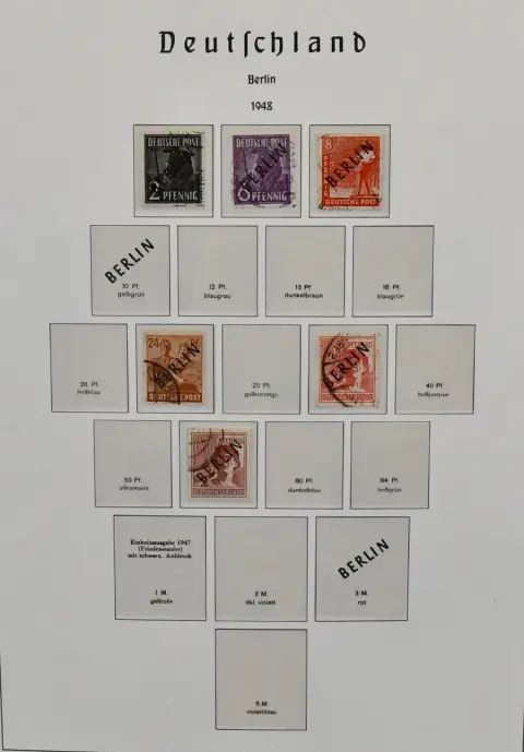 Berlin, 1948/1967, used collection with focus on the early years, including no. 21/32, 35/41, 61/63, as well as the years 1950/1967 complete, on Leuchtturm pre-printed sheets. Mi. 2300,-