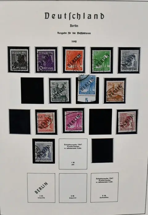 Berlin, 1949-1989, used collection in Leuchtturm pre-printed album, from various SA, green overprint, from men complete Mi. 2900,-