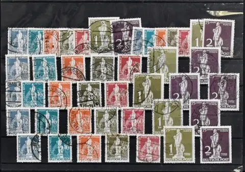 Berlin, no. 35/41 six times circular cancelled, plus a seventh copy of no. 41. Mi. 2000,-