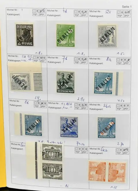 Берлин, 1948-54, негашеная подборка, в том числе ранее высоко оценённые в Michel специальные блоки, № 13AFIII, 47II, 75-85, 87-113 полные, 120b, 121-23 и т.д.