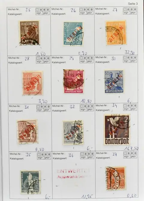 Берлин, 1948-54, преимущественно гаш. часть коллекции первых лет, включая № 21-32, 34, 41, 61, 62, 71-74, 78-81, 87, 91-109 гаш. и т.д.