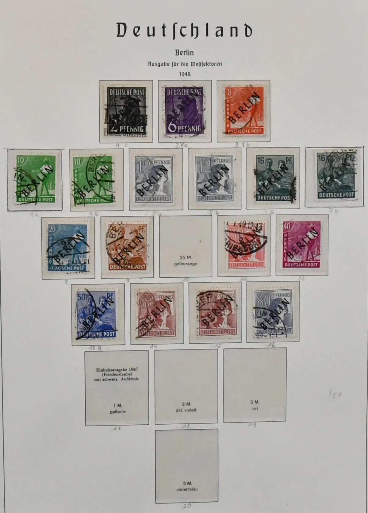 Berlin, 1948/1972, circular postmarked collection, starting with some overprint values, in Leuchtturm pre-printed album. Including no. 61/63 etc., from 1950-1972 already complete, incl. no. 71/74, all Bell values, no. 106/8, 109 (mint never hinged) etc. Mi. 2300,-