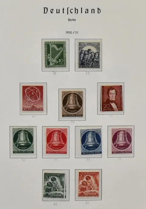 Берлин, 1950/1972, полная коллекция, преимущественно послегаш. (№ 80/81 и некоторые номиналы из № 95/100 негаш.), с № 71/74, всеми сериями «колокола», 121/23 и т.д., на…