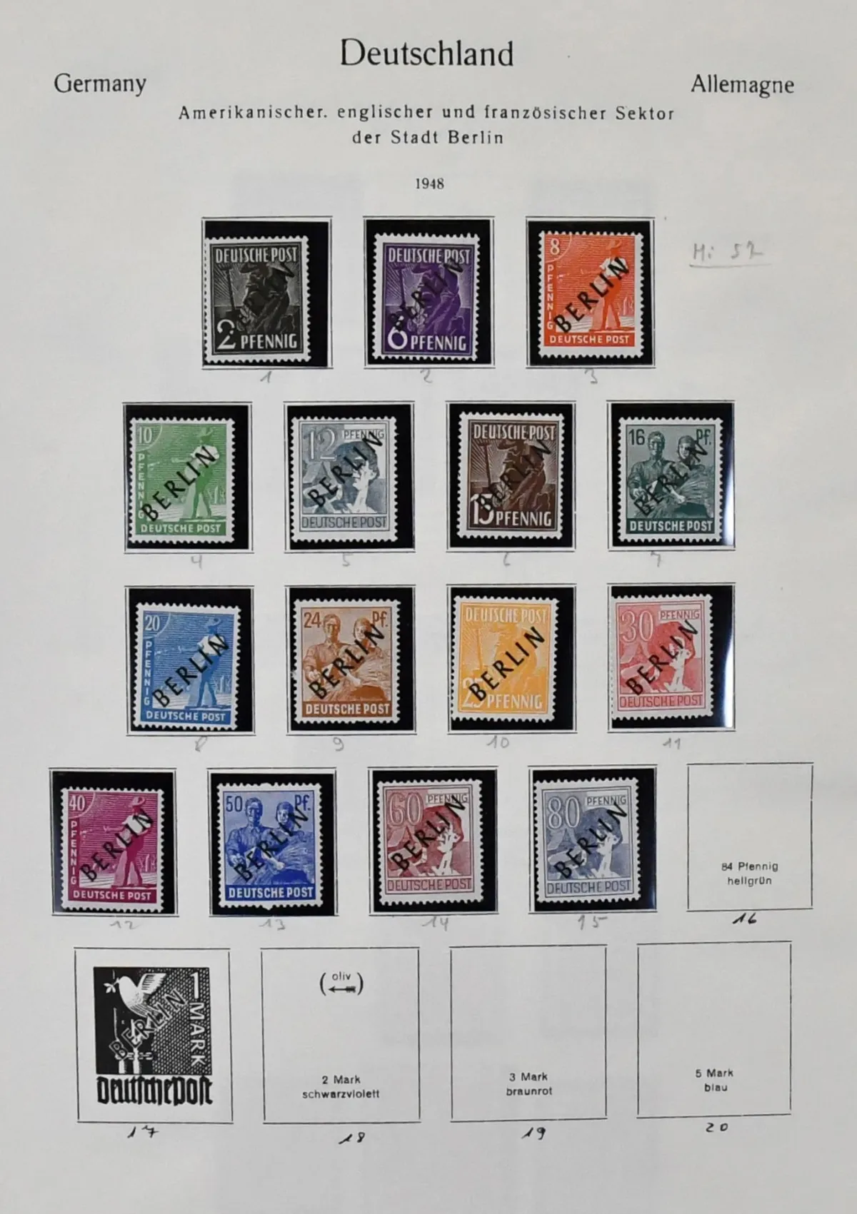 Berlin, 1950/1990, mint collection with among others no. 72/79 etc., complete from 1952-1990, in older KABE pre-printed album. Mi. 2200,-, plus various, partly better used...