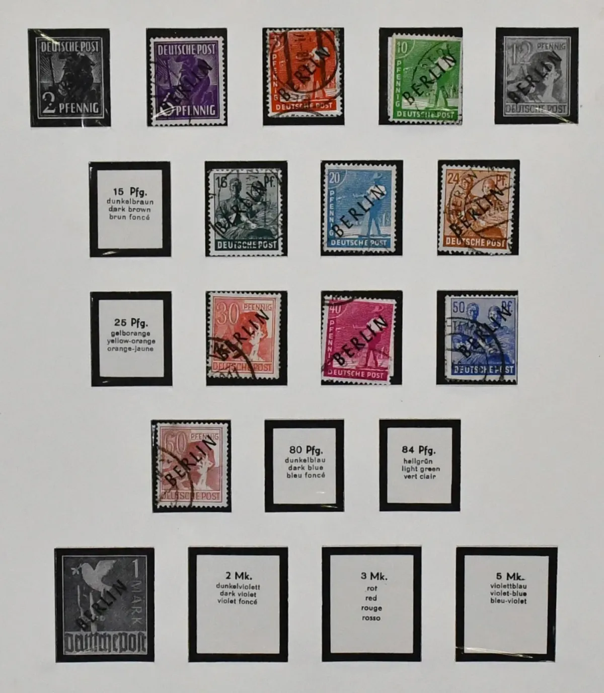 Berlin, 1948-1980, used collection in pre-printed album, including overprint values, no. 62/63, 71, from approx. 1956 largely complete, plus some postal war covers with…