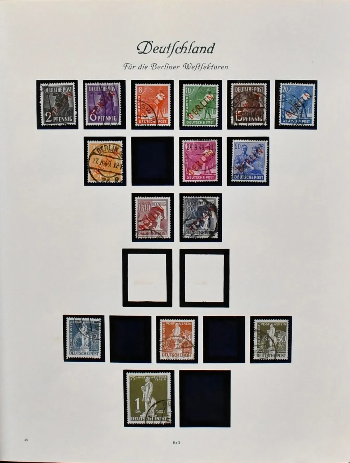 Берлин, 1948/1981, гаш. коллекция с некоторых надпечаток, включая № 16 и 27, в старом альбоме Borek. В том числе № 39/40, 61/63, 71/73, «Колокола» II/III,…