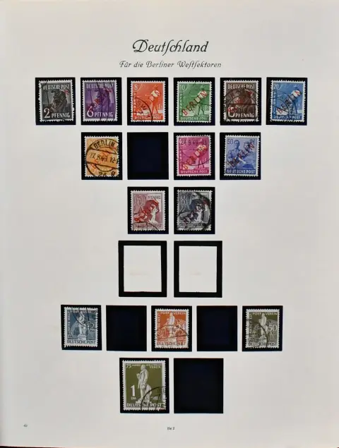 Берлин, 1948/1981, гаш. коллекция с некоторых надпечаток, включая № 16 и 27, в старом альбоме Borek. В том числе № 39/40, 61/63, 71/73, «Колокола» II/III,…