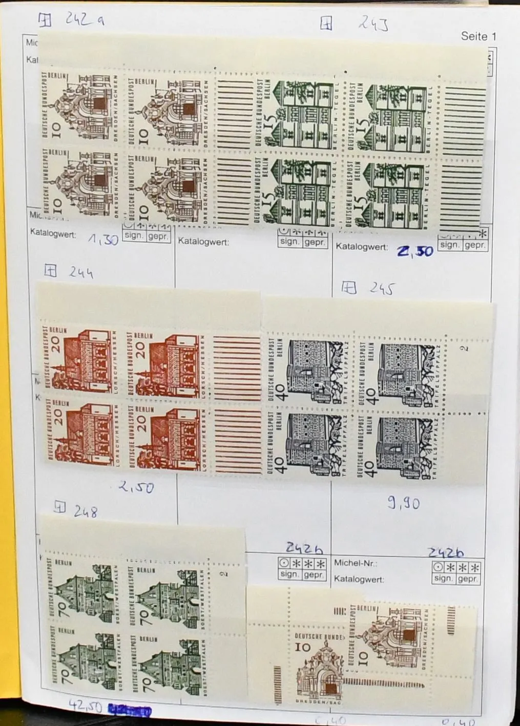 Berlin, 1964-72, mint compilation of definitive series special features, including horizontal pairs, blocks of four (among others small monuments, some sheet margins with printer's mark),…