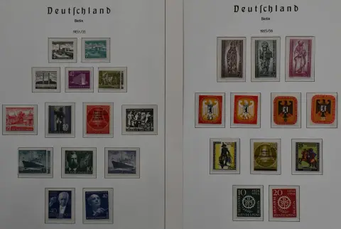 Berlin, 1948/1987, kolekcja czyste z nr 71, 80/81, 121/23 itd., od 1955-1987 kompletna, w albumie przedrukowym Leuchtturm z pełnym tekstem przedrukowym do 1983. Mi. 1350,-