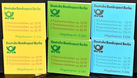 Berlin, książeczki znaczkowe, partia z 35 książeczkami ex MH 11/15, wszystkie czyste. W tym MH 14 dziesięć razy (Mi. 280,-), MH 15 dwanaście razy (Mi. 720,-) itd.