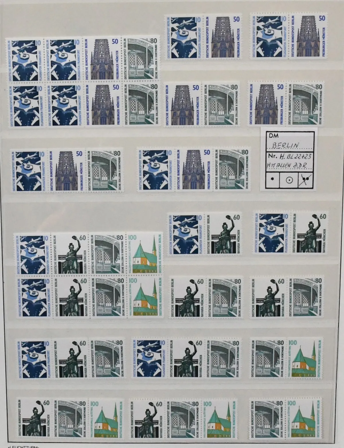 Berlin, sights, lot of se-tenant pairs with W83/96 complete mint never hinged (Mi. 291,-), booklets 22/23 mint and twice each on decorative FDC (Mi. for normal letters 540,-) etc.