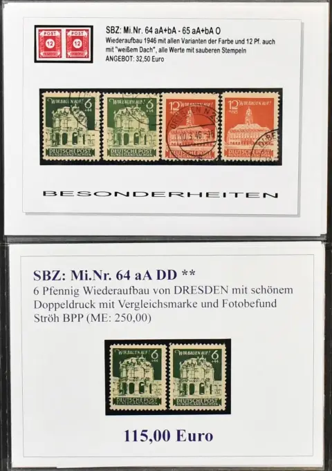 SBZ, hlavně Provinz Sachsen a Ost-Sachsen, Mi.-Nr. 64-78, specializovaná sbírka v kroužkovém pořadači, výhradně s lepšími vydáními, všechny pečlivě…