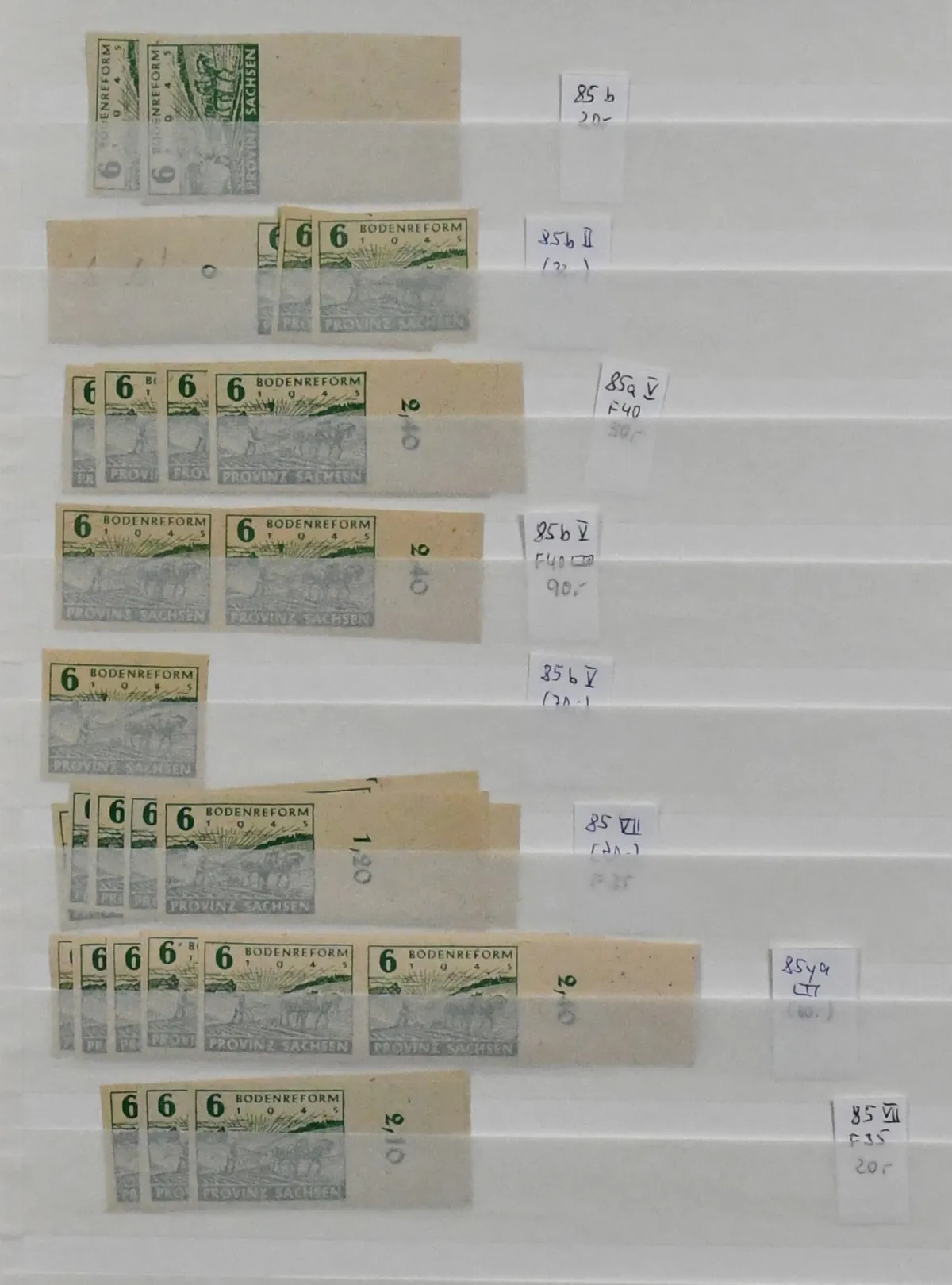 SBZ, Province of Saxony, No. 85/91, clean mint specialized collection with plate flaws catalogued only in Michel, including No. 85V…